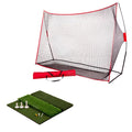Home Driving Range — 10x7ft Golf Net + 3-Level Hitting Mat Set